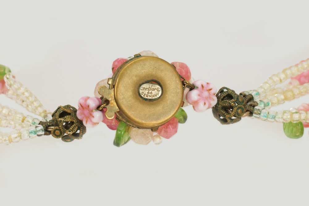 Vintage Christian Dior Floral Necklace 1960s Lucite Necklace With Original Box View VI