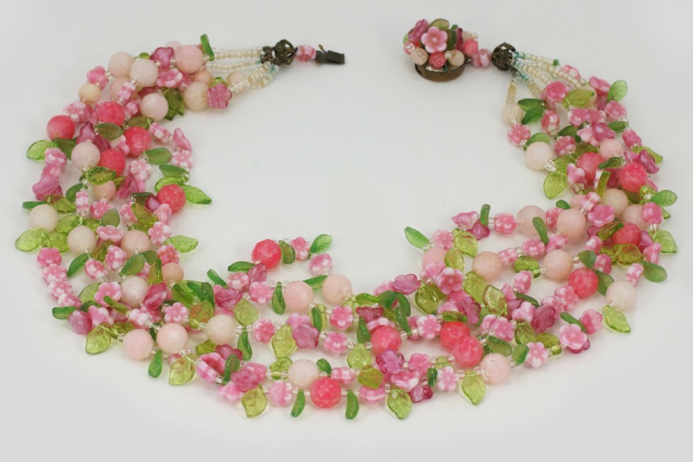 Vintage Christian Dior Floral Necklace 1960s Lucite Necklace With Original Box View VIII