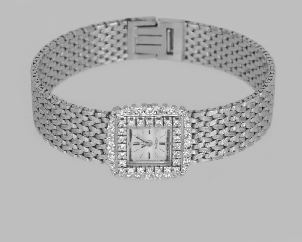 Vintage Omega Diamond Bracelet Watch Ladies 9ct Gold 1960's 1.20ct diamond Watch View V