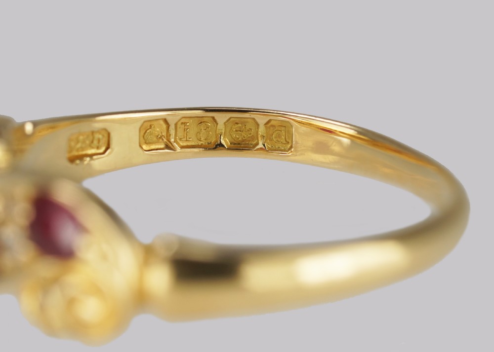 Antique Ruby & Diamond Ring 18ct Gold Edwardian Ring Hallmarked Birmingham 1903 View V