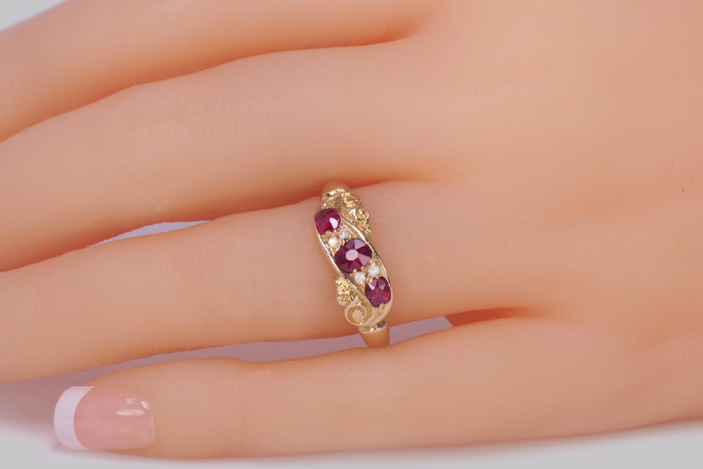 Antique Ruby & Diamond Ring 18ct Gold Edwardian Ring Hallmarked Birmingham 1903 View VIII