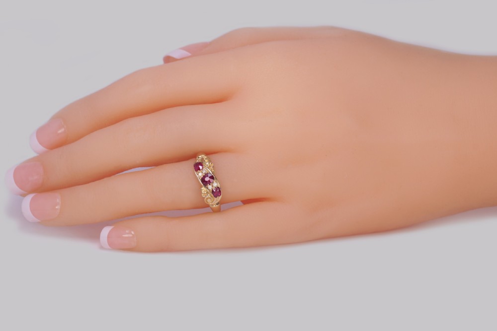 Antique Ruby & Diamond Ring 18ct Gold Edwardian Ring Hallmarked Birmingham 1903 View XIII