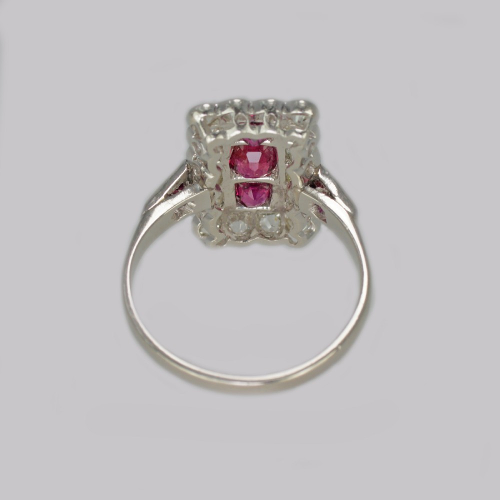 Art Deco Ruby & Diamond Plaque Ring Antique Platinum Edwardian Ring circa 1910 View IX