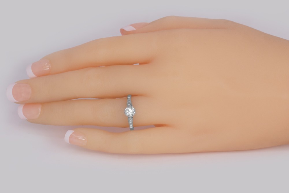 Antique Diamond Solitaire Ring 18ct Gold & PLAT Vintage 0.85ct Diamond Engagement Ring View II