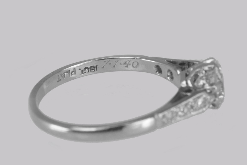 Antique Diamond Solitaire Ring 18ct Gold & PLAT Vintage 0.85ct Diamond Engagement Ring View X