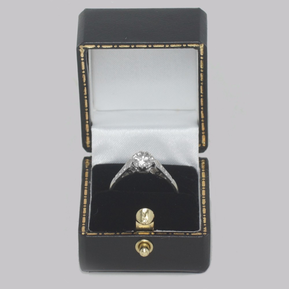 Antique Diamond Solitaire Ring 18ct Gold & PLAT Vintage 0.85ct Diamond Engagement Ring View XIII