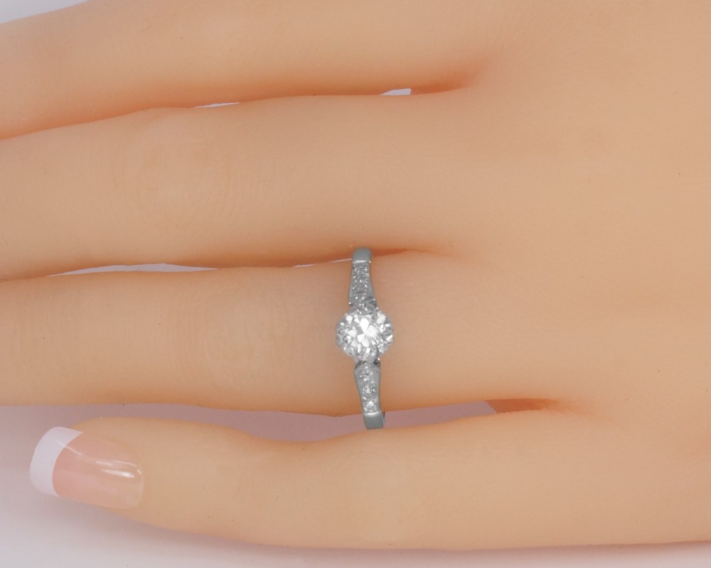 Antique Diamond Solitaire Ring 18ct Gold & PLAT Vintage 0.85ct Diamond Engagement Ring View XIV