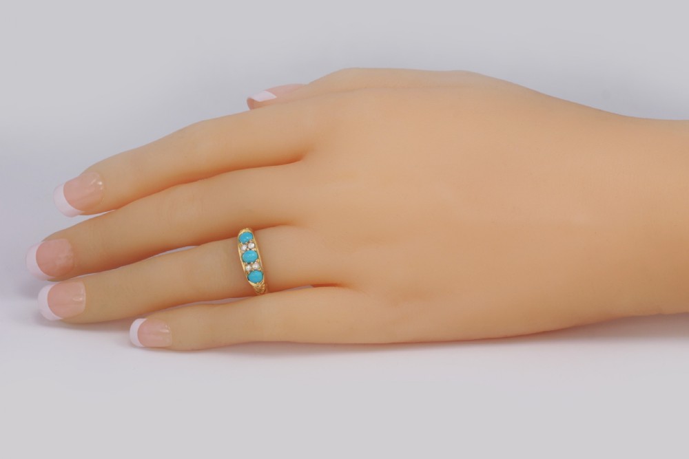 Antique 18ct Gold Turquoise & Rose Cut Diamond Ring HG&S 1862 Victorian Ring View XI