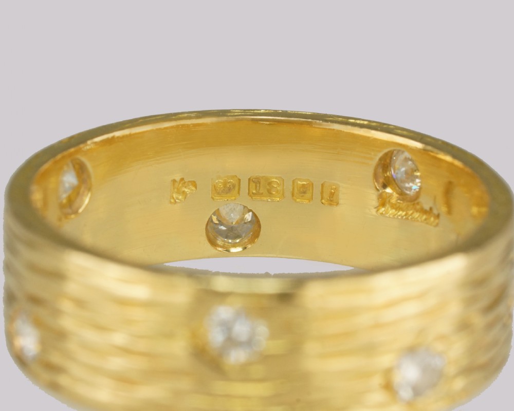 Vintage Kutchinsky Diamond Ring 18ct Gold Textured Engagement Ring London 1960's View IV