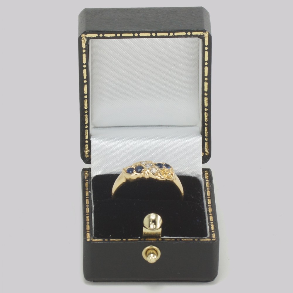 Antique Sapphire & Old Cut Diamond Ring Ornate 18ct Gold Ring Birmingham 1912 View VI