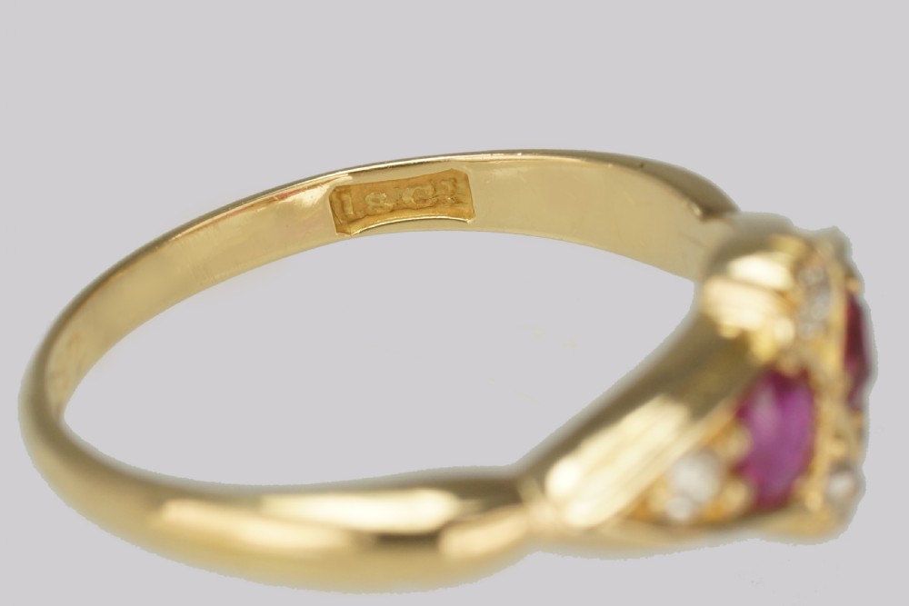 Antique Old Cut Diamond & Ruby Ring 18ct Gold Victorian Engagement Ring circa 1890 View VIII