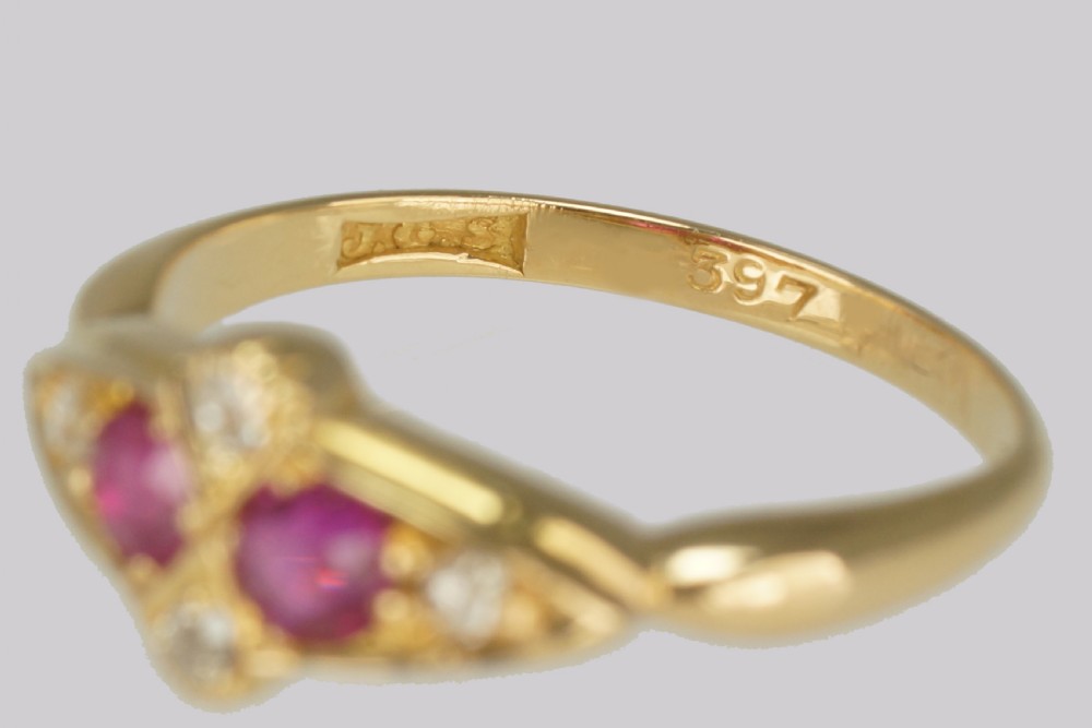 Antique Old Cut Diamond & Ruby Ring 18ct Gold Victorian Engagement Ring circa 1890 View IX