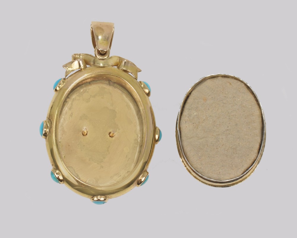 Victorian Locket Turquoise & Pearl 18ct Gold Photo Locket Witches Heart Pendant Circa 1880 View VI