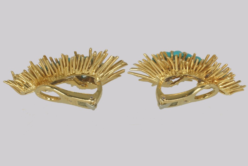 Kutchinsky Turquoise Earrings 1960's Vintage Kutchinsky Ear Clips London 1966 View III