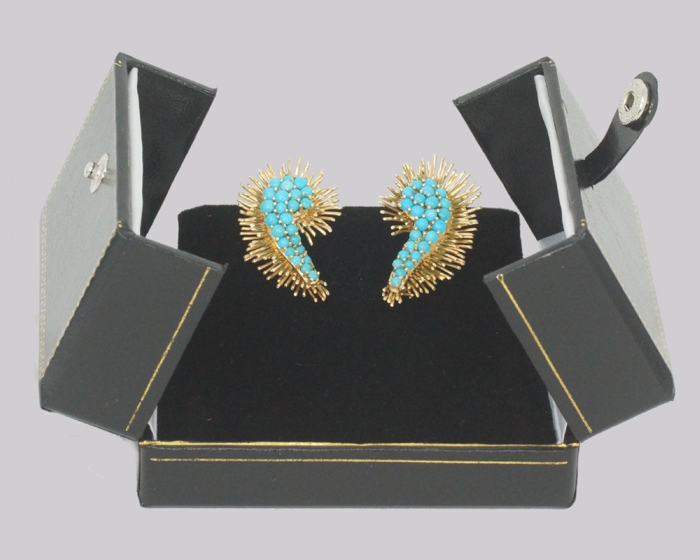 Kutchinsky Turquoise Earrings 1960's Vintage Kutchinsky Ear Clips London 1966 View VII