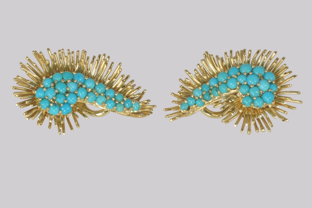 Kutchinsky Turquoise Earrings 1960's Vintage Kutchinsky Ear Clips London 1966 View IX