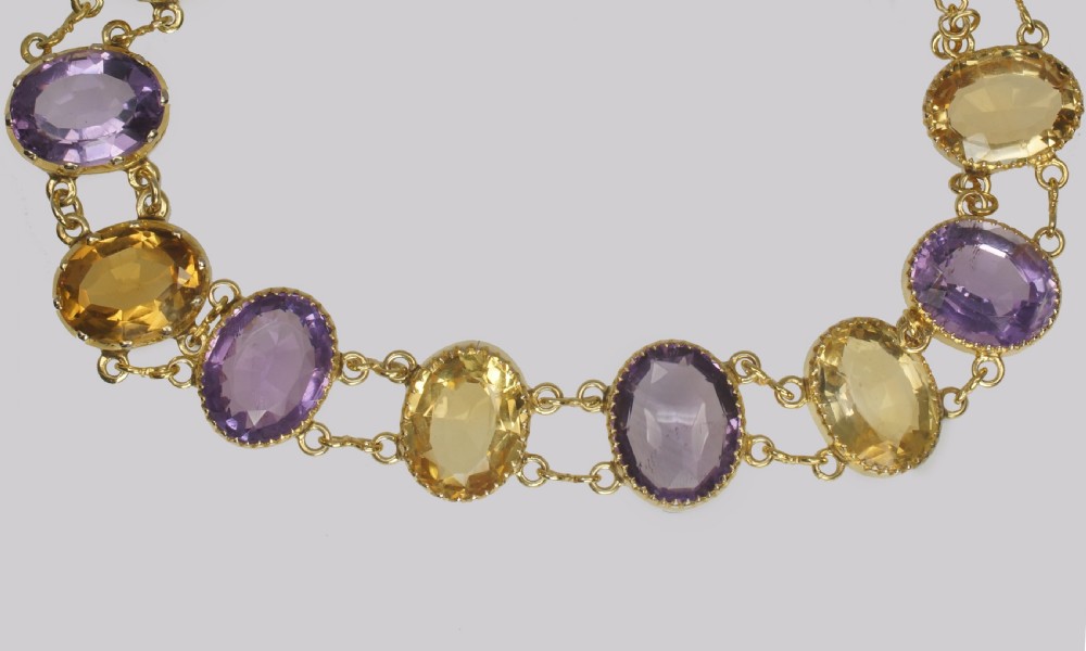 Victorian Amethyst & Citrine Bracelet 9ct Gold Antique Panel Bracelet Circa 1900 View VI