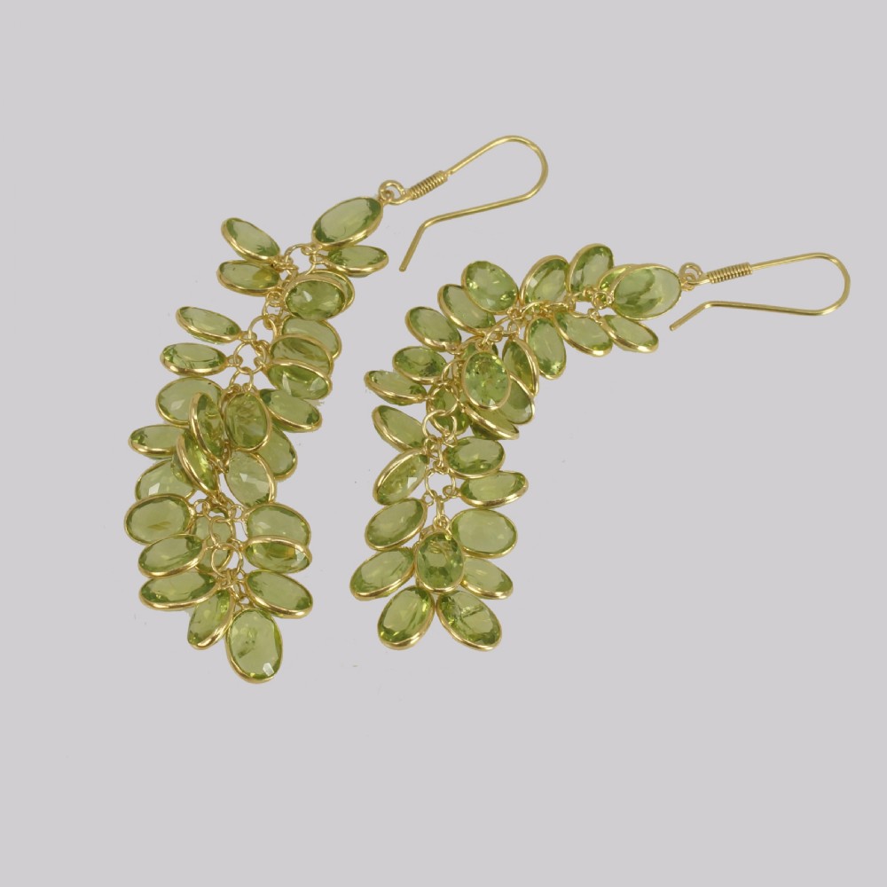 Vintage Peridot Dangle Earrings 18ct Gold 1960's Chandelier 2 3/4