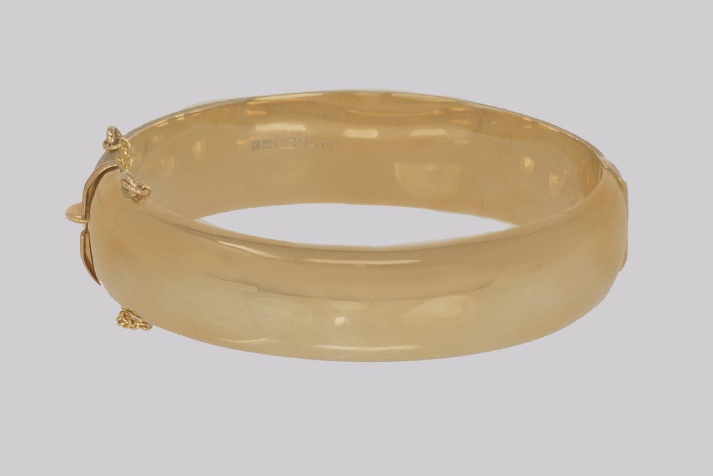 Cropp & Farr Sapphire Bangle Hallmarked 9ct Gold 1967 Wide Heavy 27gm Vintage Bangle  View VI