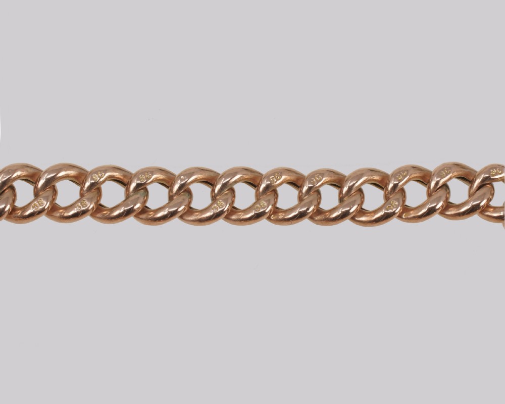 Victorian Curb Link Bracelet Heart Padlock Antique 9ct Rose Gold Hallmarked 1900 View V
