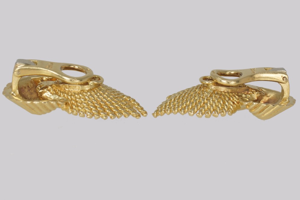 Vintage Kutchinsky Earrings 1960's 18ct Gold Abstract Floral Kutchinsky ear clips London 1962 View V