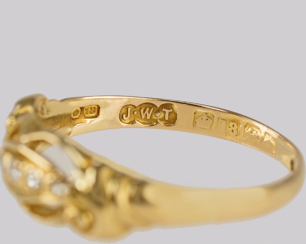 Antique 18ct Gold Diamond Ring Five Stone Half Hoop Victorian Engagement Ring View VII