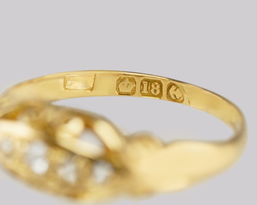 Victorian 18ct Gold Old Cut Diamond Ring Five Stone Antique Engagement Ring View VII