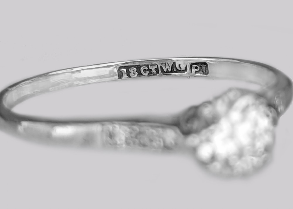 Antique Diamond Solitaire 18ct White Gold & Platinum Edwardian Engagement Ring View XI