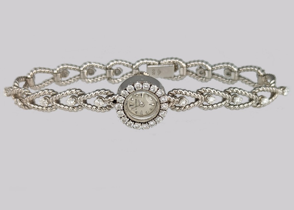 Jaeger-LeCoultre Diamond Bracelet Watch Ladies Vintage 18ct Gold 1950s Watch View IX