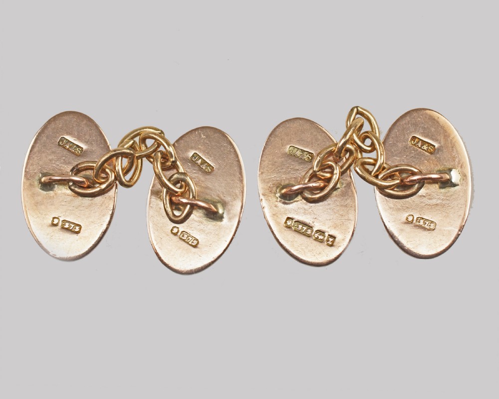 Victorian 9ct Rose Gold Foliate Cufflinks Antique  J Aitkin & Son Birmingham 1899 View II