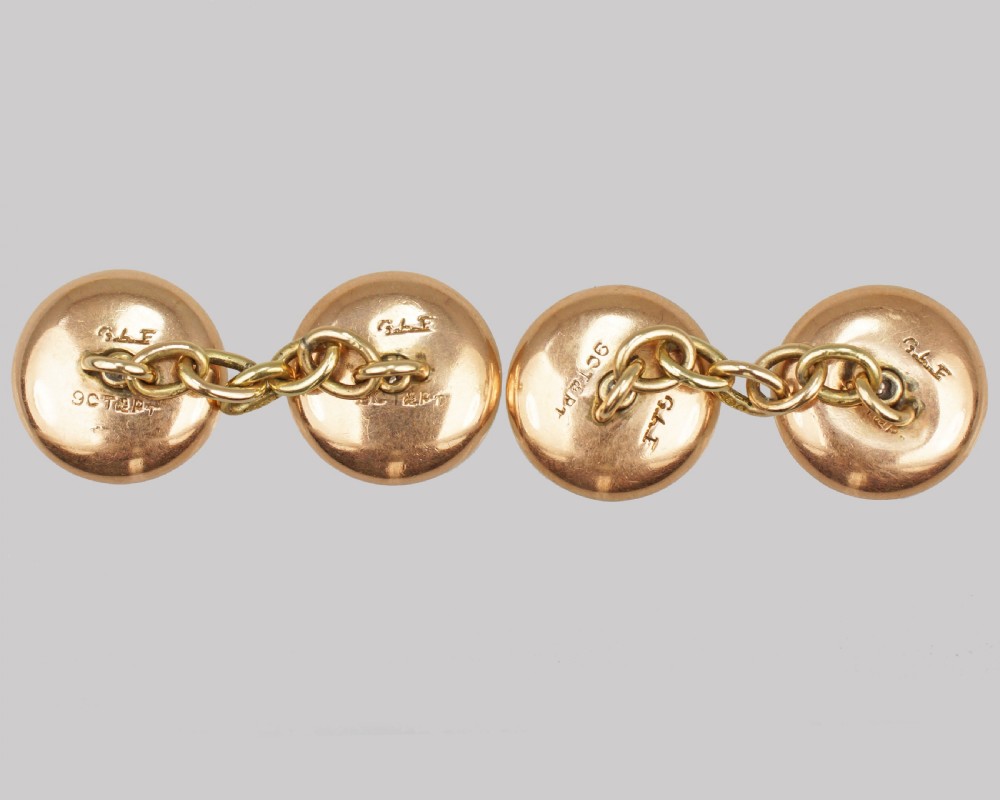 Antique Mother of Pearl 9ct Gold & Platinum Cufflinks Edwardian / Art Deco 1920s Button Cuff Links View IV