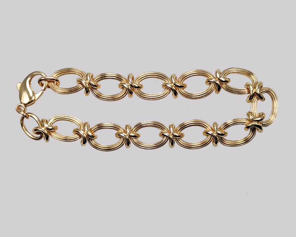 Theo Fennell Bracelet 9ct Gold Reeded Curb & Knot Link with Lobster Clasp 8