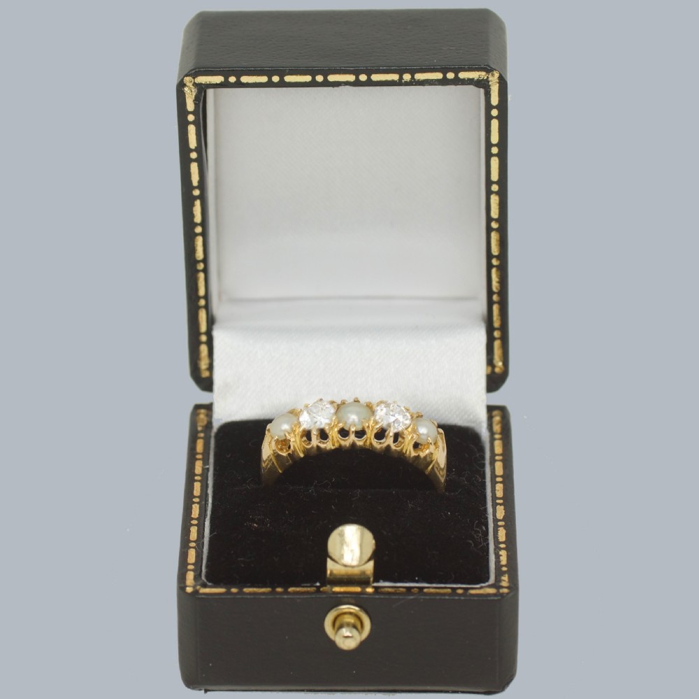Victorian Pearl & Old Cut Diamond Ring 18ct Gold Antique Ring Hallmarked 1896 View VI