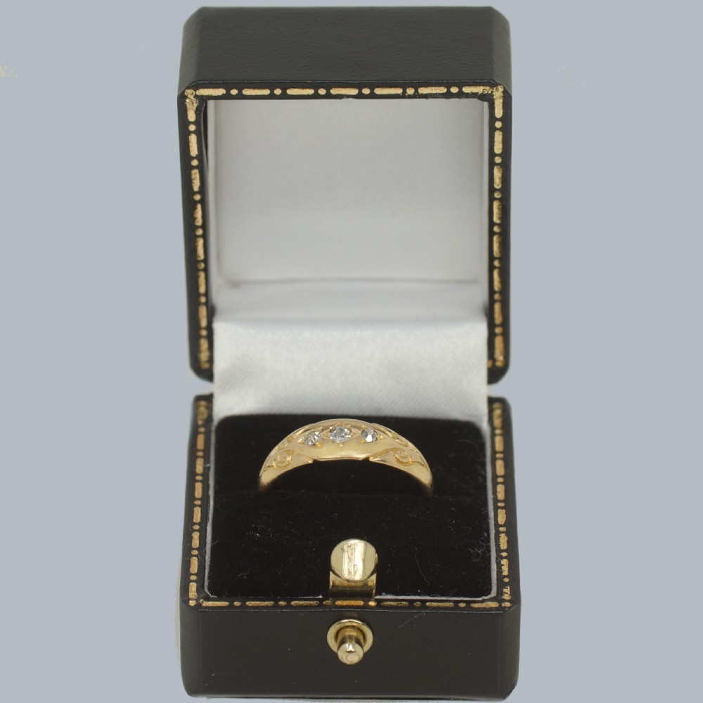 VICTORIAN TRILOGY RING 18ct Gold Antique 3 Stone Ring Hallmarked Birmingham 1897 View VI