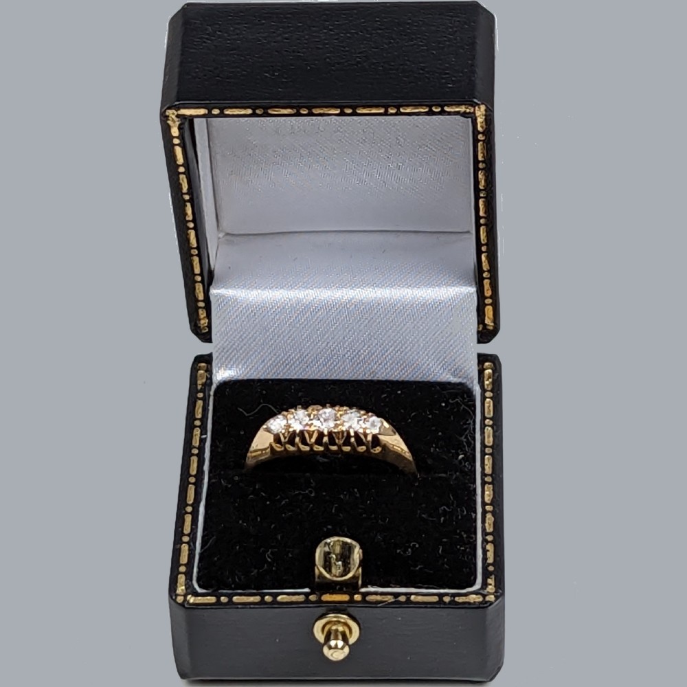 Antique Old Cut Diamond Ring 18ct Gold Hallmarked Birmingham 1911 Diamond Five Stone Ring View V