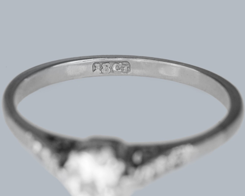 VINTAGE DIAMOND SOLITAIRE RING 18ct White Gold 1950s Engagement Ring View IV