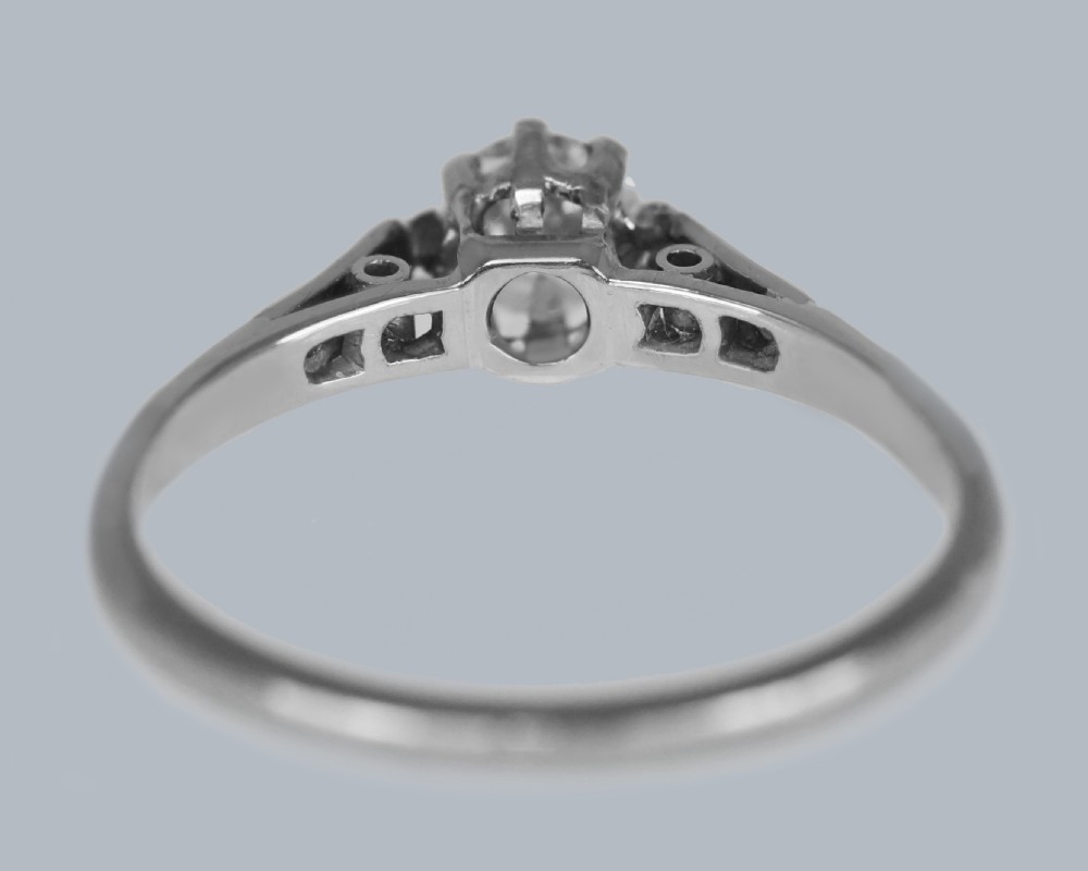 VINTAGE DIAMOND SOLITAIRE RING 18ct White Gold 1950s Engagement Ring View VI