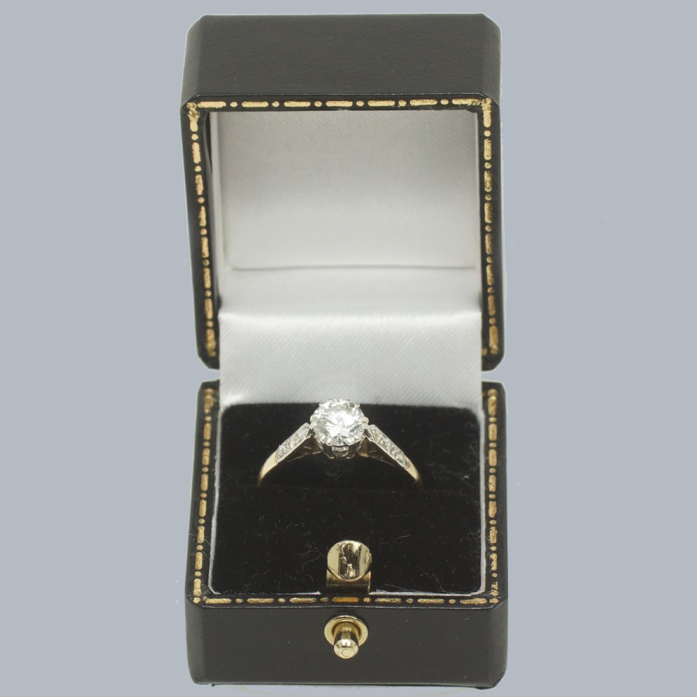 Vintage Solitaire 0.8ct Diamond Ring 18ct Yellow Gold Plat 1920s Engagement Ring View VIII
