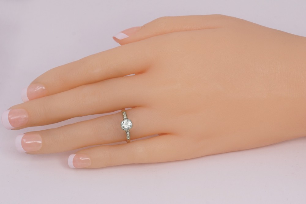 Vintage Solitaire 0.8ct Diamond Ring 18ct Yellow Gold Plat 1920s Engagement Ring View IX