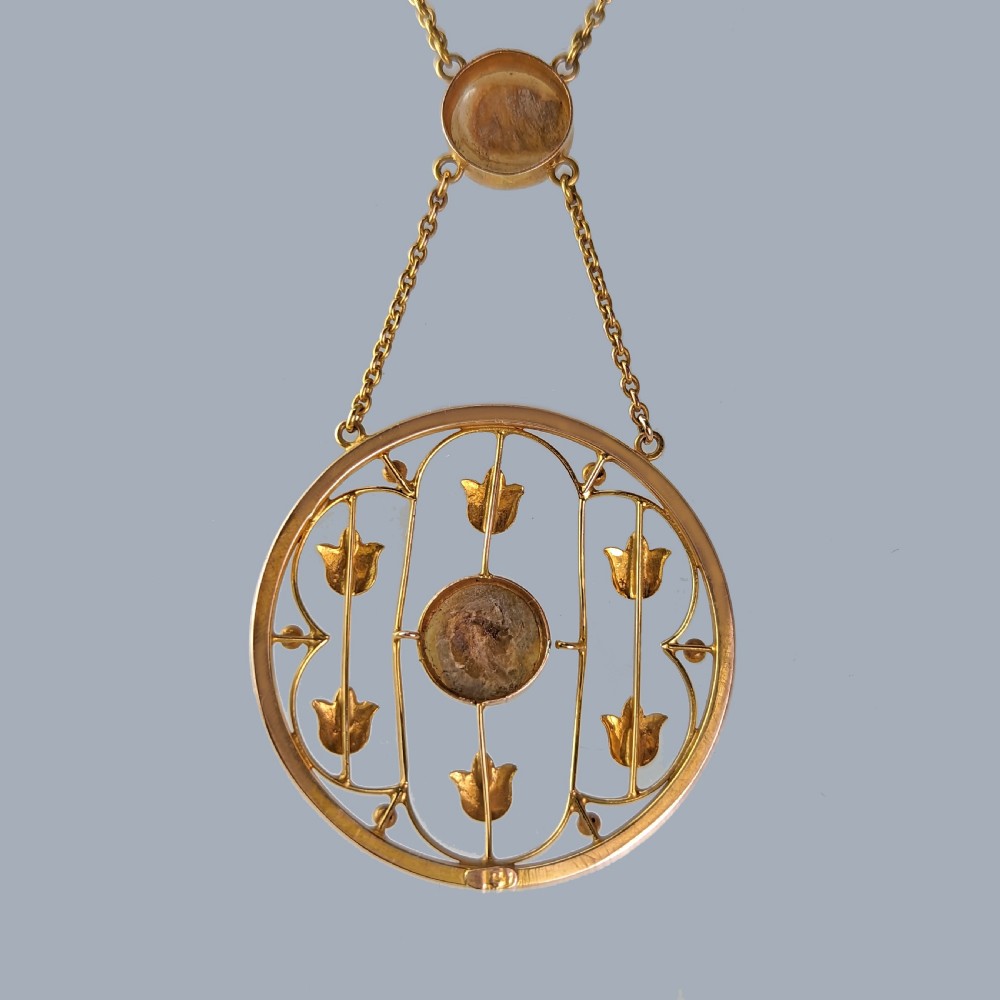 ART DECO PEARL NECKLACE 9ct Gold Edwardian Blister Pearl Antique Pendant circa 1910 View IV