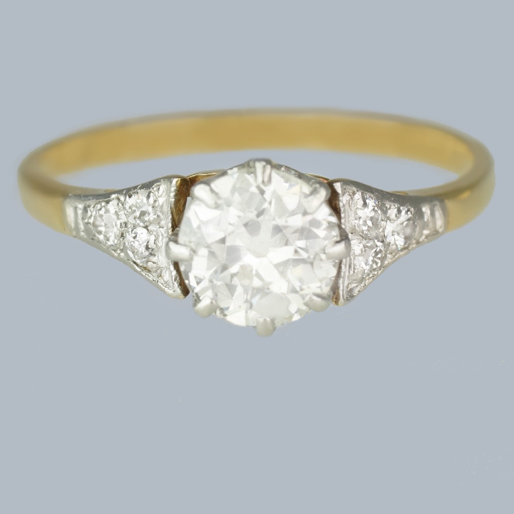 Art Deco Solitaire Ring 18ct Gold Platinum 1920s Vintage Diamond Engagement Ring