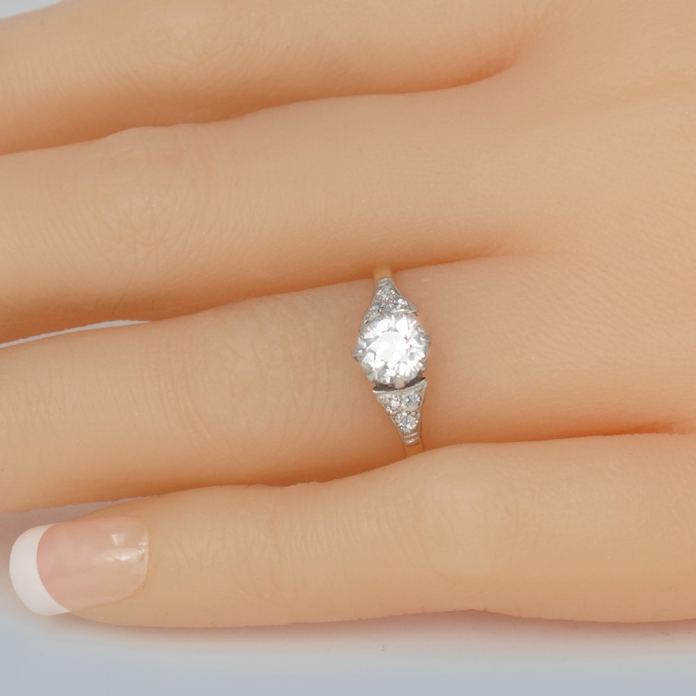 Art Deco Solitaire Ring 18ct Gold Platinum 1920s Vintage Diamond Engagement Ring View II
