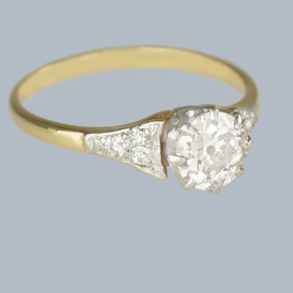 Art Deco Solitaire Ring 18ct Gold Platinum 1920s Vintage Diamond Engagement Ring View III