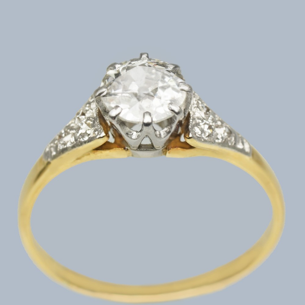 Art Deco Solitaire Ring 18ct Gold Platinum 1920s Vintage Diamond Engagement Ring View IV