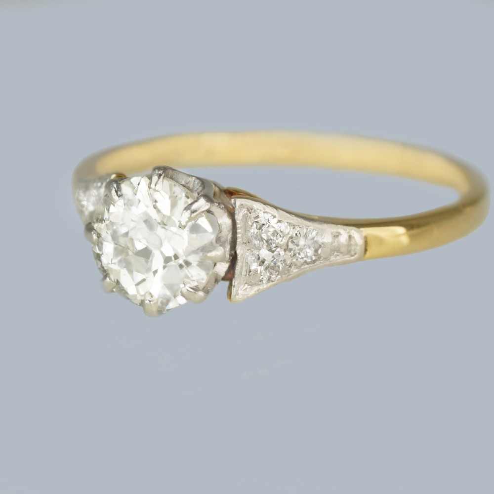 Art Deco Solitaire Ring 18ct Gold Platinum 1920s Vintage Diamond Engagement Ring View VI