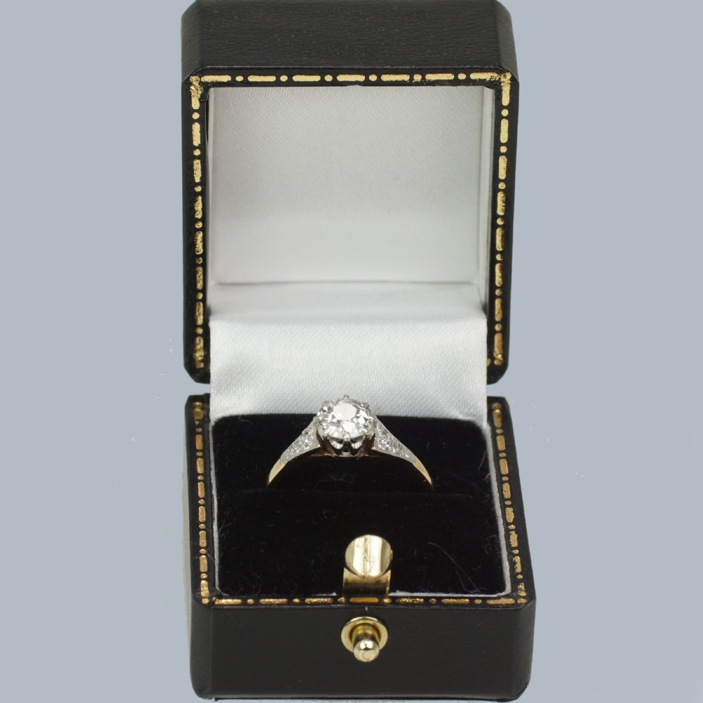 Art Deco Solitaire Ring 18ct Gold Platinum 1920s Vintage Diamond Engagement Ring View VII