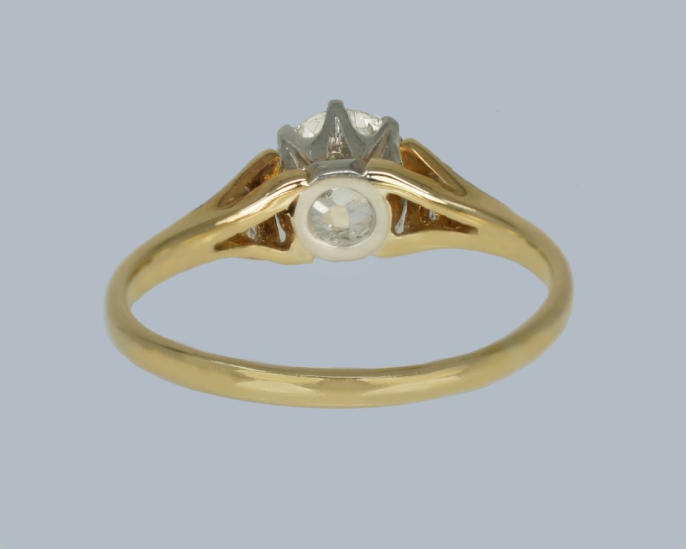 Art Deco Solitaire Ring 18ct Gold Platinum 1920s Vintage Diamond Engagement Ring View VIII