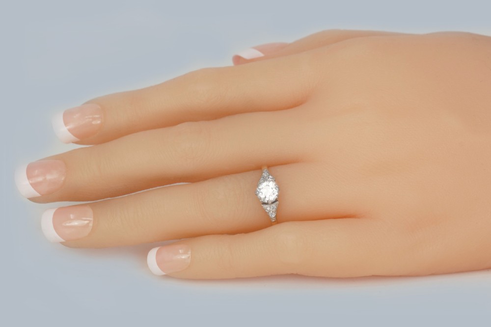 Art Deco Solitaire Ring 18ct Gold Platinum 1920s Vintage Diamond Engagement Ring View X