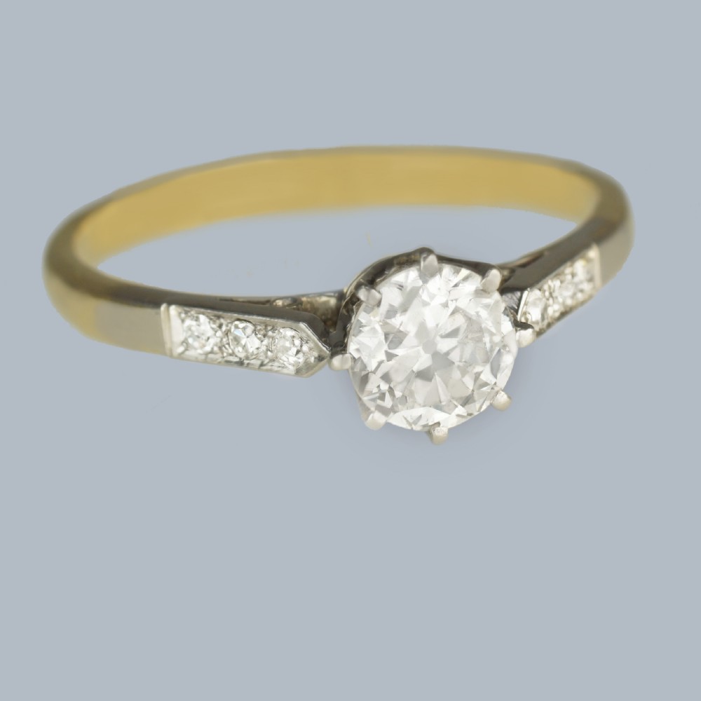 Solitaire Diamond Engagement Ring 18ct Yellow Gold Vintage 1930s Art Deco Ring View IV