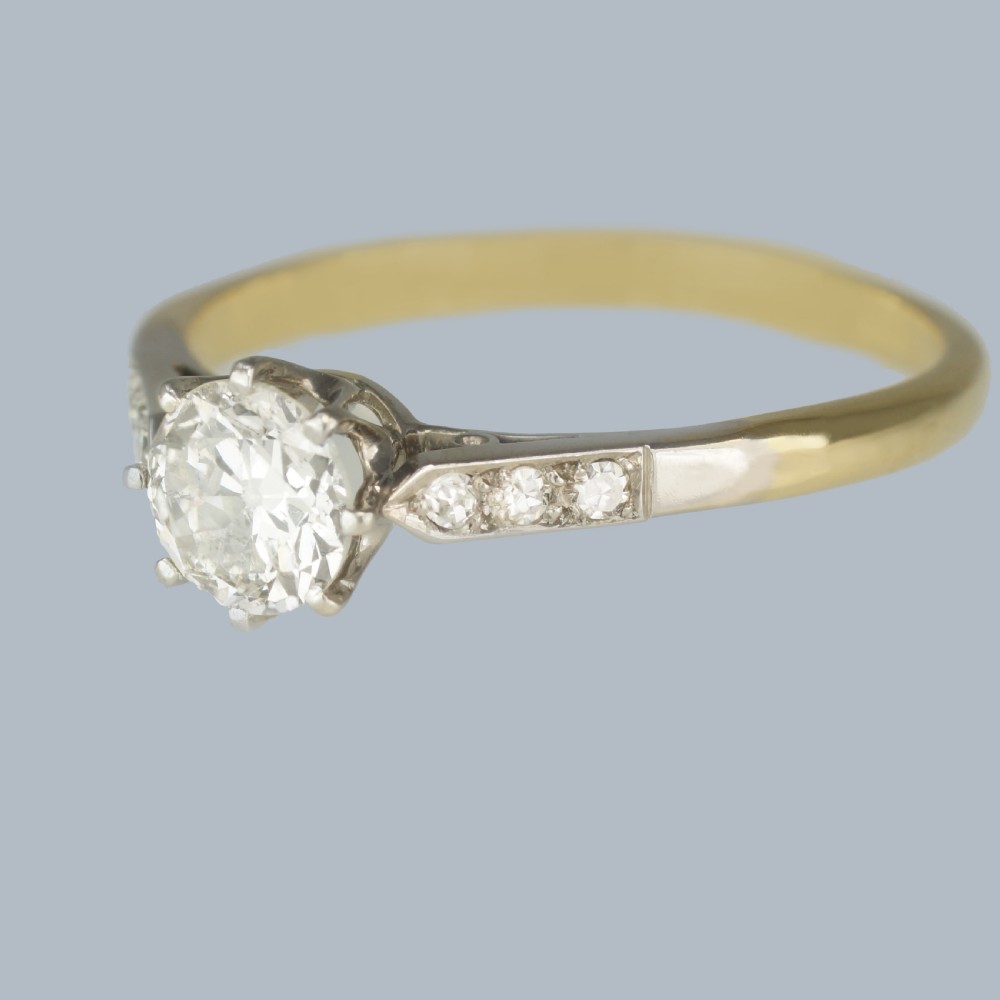 Solitaire Diamond Engagement Ring 18ct Yellow Gold Vintage 1930s Art Deco Ring View V